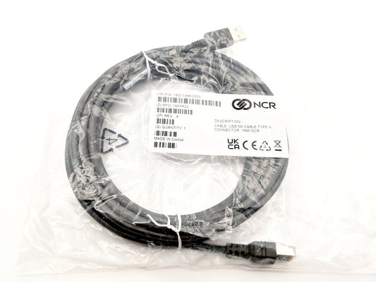 NCR 1432-C886-0050 Genuine Original OEM Standard USB Cable, 5m 16ft, Type A Connector for 7895 Scanners (1432C8860050)