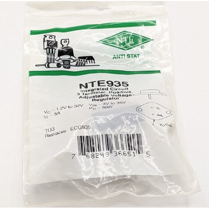 NTE Electronics NTE935 Genuine Original OEM Integrated Circuit 3-Terminal Adjustable Positive Voltage Regulator