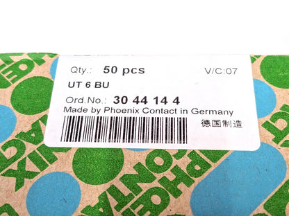 Phoenix Contact 3044144, 50-Pack, New Genuine Original UT 6 BU Feed-through Terminal Block