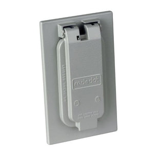 Red Dot, Pack of 4, S309E Duplex Weatherproof Receptacle Box Cover, 4-9/16 in x 2-13/16 in, Zinc