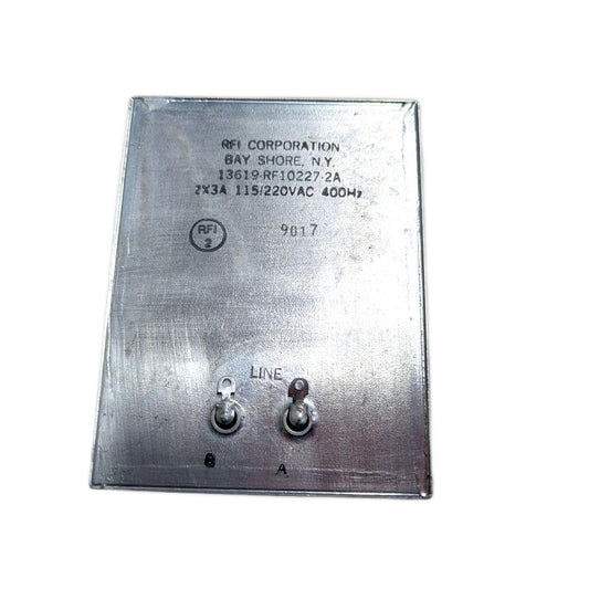 RFI 13619 RF10227 2A Noise Filter, New, 2x3A 115/220 VAC, 400Hz