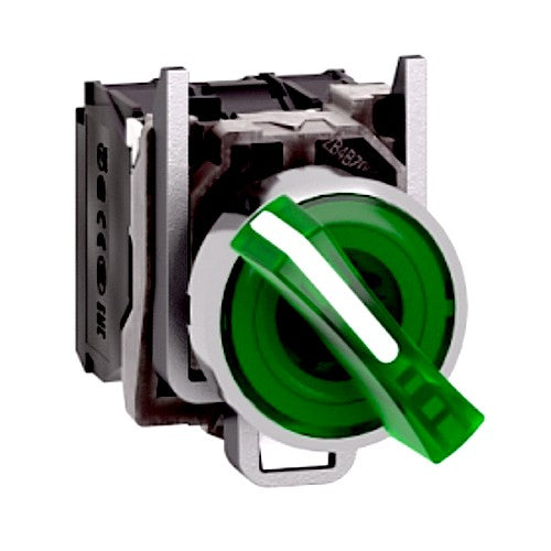 Schneider Electric XB4BK123M5 New Genuine Original Harmony XB4 Green Illuminated Selector Switch