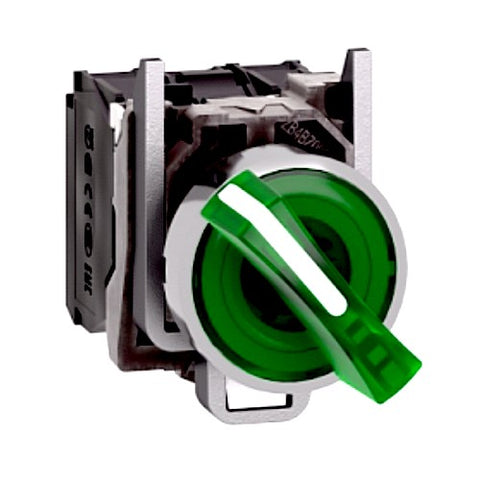 Schneider Electric XB4BK123M5 New Genuine Original Harmony XB4 Green Illuminated Selector Switch