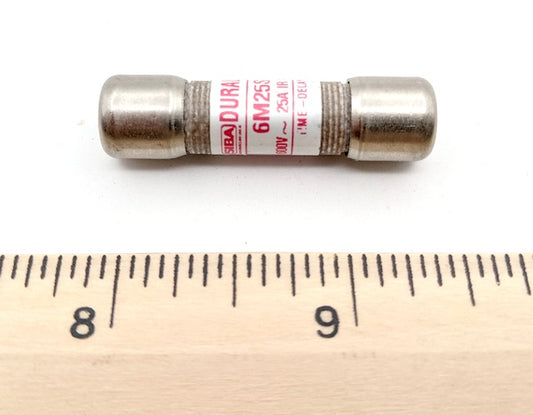 SIBA 6M25S 25A Fuse 600V IR 100KA Time Delay Midget Fuse
