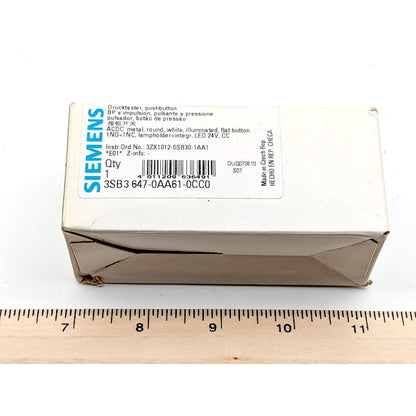 Siemens 3SB3 647-0AA61-0CC0 New Genuine Original Illuminated Momentary Flat Pushbutton Metal White