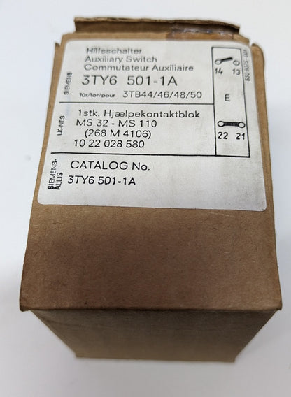 Siemens 3TY6 501-1A New Genuine Original Auxiliary Switch Block for contactors 3TB44-50, 3TC4