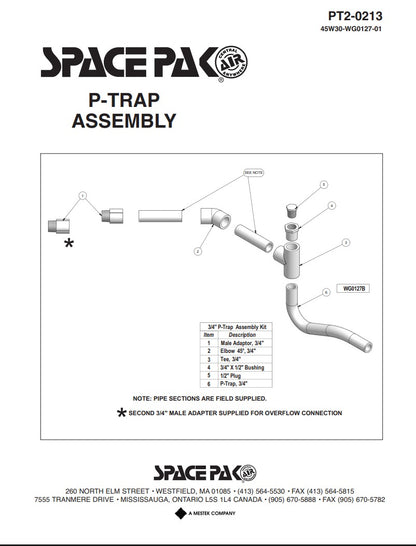 Spacepak PT2-0213 P-Trap Assembly 45W30-WG0127-01 (PT20213)