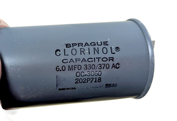 Sprague Clorinol OC-3060 Capacitor 6MFD 330-370VAC (202P718)