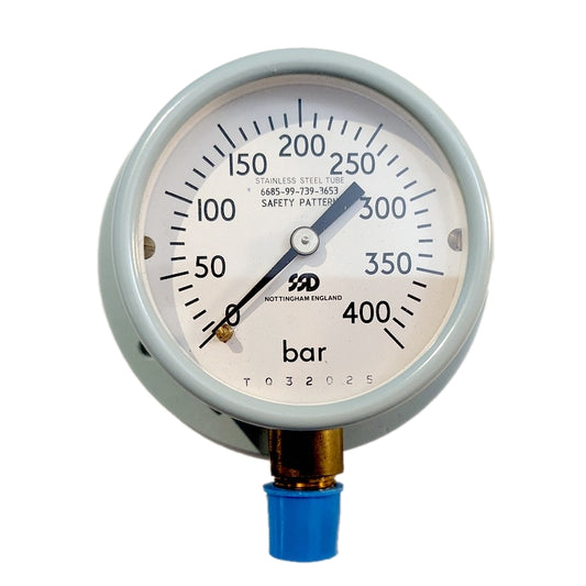 SSD 6685-99-739-3653 Pressure Gauge, 0-400 bar, Stainless Steel Tube (6685997393653)