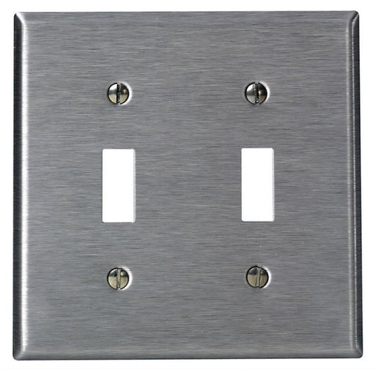 Thomas&Betts T&B CI97072, 10-Pack, Dual Light Switch Wall Cover Plates, 2-Gang, Stainless Steel