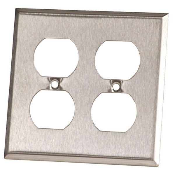 Thomas&Betts T&B CI97102, 10-Pack, Two Duplex Receptacle Wall Cover Plates, 4-Gang, Stainless Steel