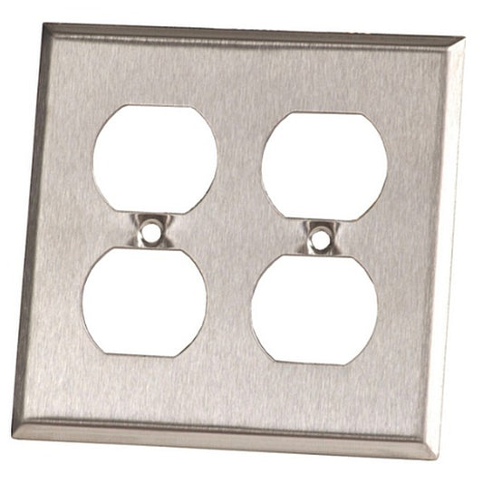 Thomas&Betts T&B CI97102, 10-Pack, Two Duplex Receptacle Wall Cover Plates, 4-Gang, Stainless Steel