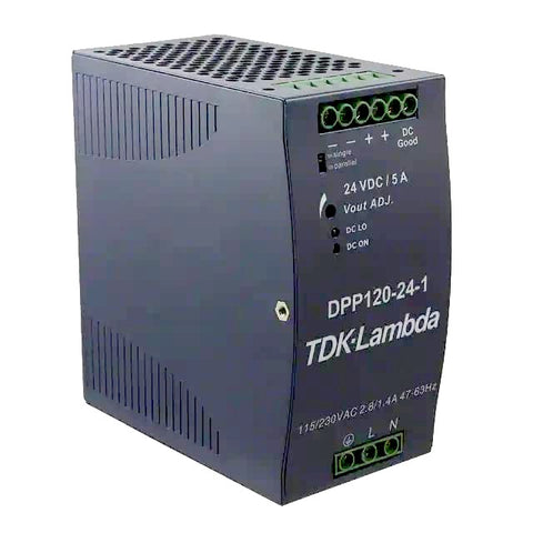 TDK-Lambda DPP120-24-1, AC/DC DIN Rail Power Supply, Input 90-264VAC, Output 24VDC 5A 120W (DPP120241)
