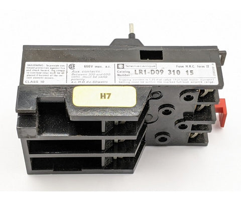 Schneider Telemecanique LR1-D09-310 3-Phase 600V Bimetallic Thermal Overload Motor Starter Relay (LR1D09310)
