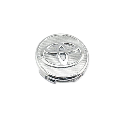 Silver Wheel Center Caps for Toyota, Pack of 4, 57mm Outer Diameter, Frosted Surface