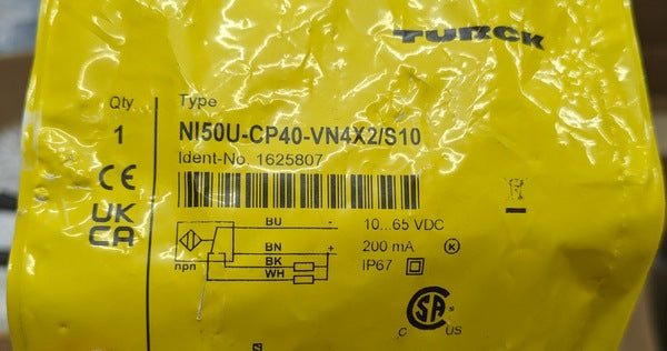 Turck NI50U-CP40-VN4X2/S10 Inductive, Proximity Sensor, UPROX Family (NI50UCP40VN4X2S10)