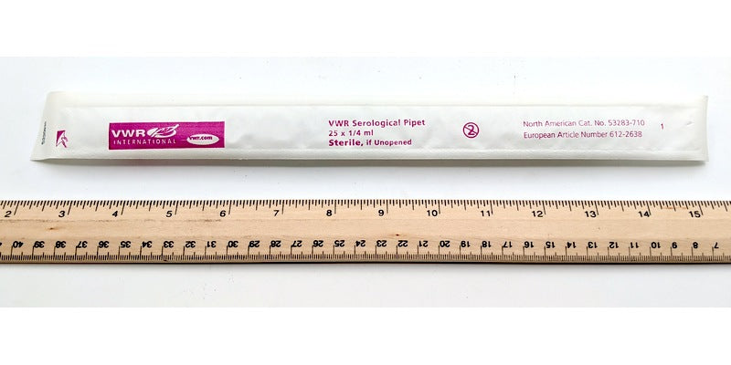 VWR 53283-710, 50-Pack, New Serological Pippette 25 x 1/4 ml Glass Sterile