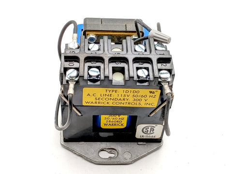 Warrick Controls 1D1D0, New, Electromechanical Control Relay, 1 x NO, 1 x NC, 115VAC, Sec: 300V