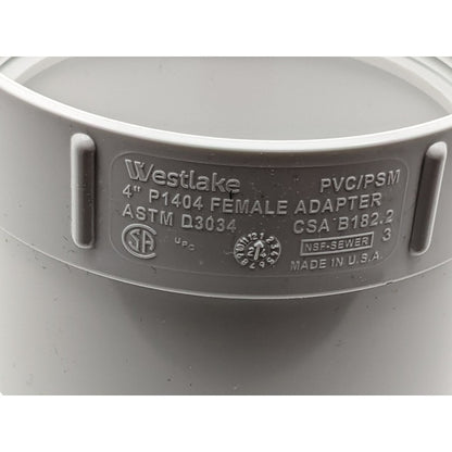 Westlake P1404 New Genuine Original Solvent Weld PVC Joint 4" SDR35