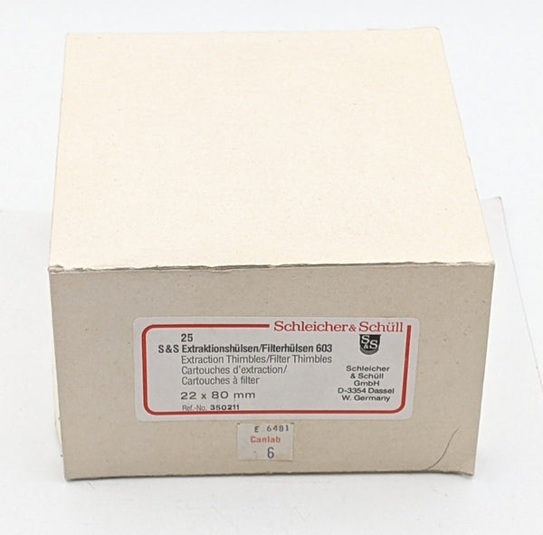 Whatman (Schleicher & Schuell) WH10350211 Extraction thimble, Cellulose, 22x80 mm, thickness 1.5 mm, 25/pk (350211)