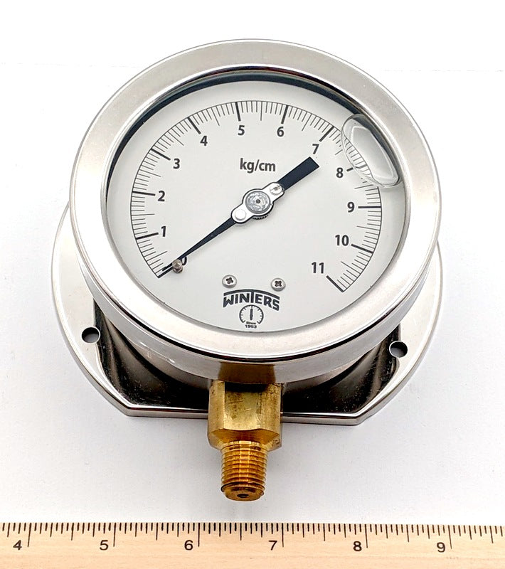 Winters PFP 605-R3-BF 4" Liquid Filled Pressure Gauge, Bottom Mount, 0-11 Kg/cm2 (PFP605R3BF)