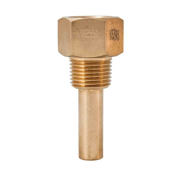 Winters TBR2550 2-1/2 inch Brass Threaded Thermowell, 1/2 inch NPT, New