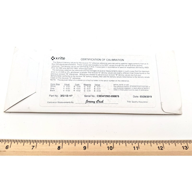 X-Rite 302-12 New Genuine Original 3-Step Ceramic Reflection Calibration Plate