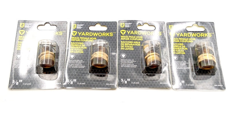 Yardworks, 4-Pack, 5/8-in Brass Female End Garden Hose Mender Coupling (059-3414-0, 05934140)