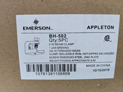 Appleton BH-502, 5-Pack, New Genuine Original Beam Clamp for Rigid Metal Conduit and IMC Fittings