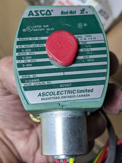 ASCO Red Hat 8210G7 Solenoid Valve, Brass Body