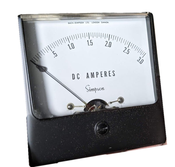 Bach-Simpson Model 1327 Ammeter 0-3A, Panel Mount, 3.25 inch square