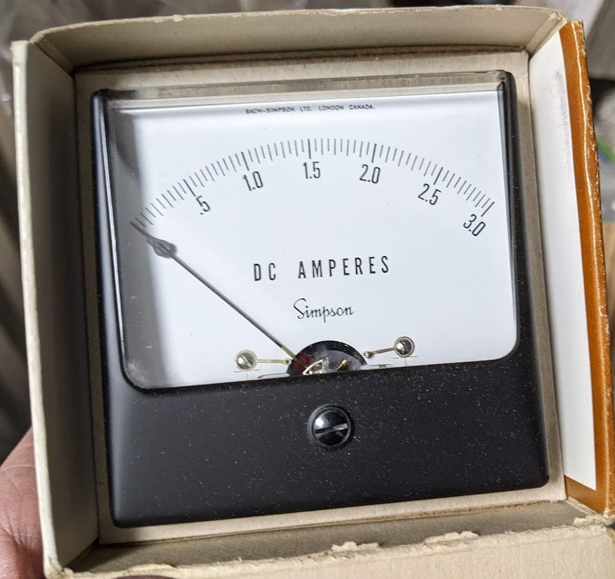 Bach-Simpson Model 1327 New Genuine Original Ammeter 0-3A, 0-50 DC mV, Panel Mount Meter, 3.25 inch square