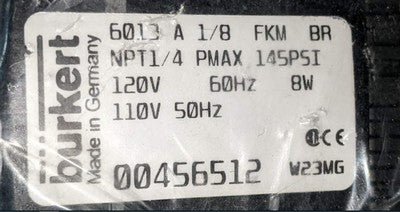 Burkert 456512 New Genuine Original Type 6013 Plunger Valve 2/2-Way Solenoid Valve