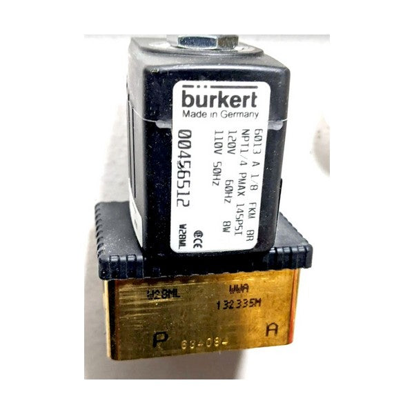 Burkert Type 6013 Plunger Valve 2/2-Way Solenoid Valve (6013 A 1/8 FKM BR, 00456512)