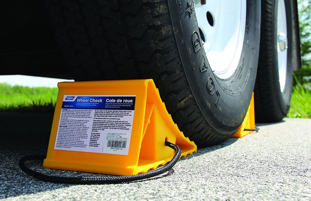 Camco 44472 Wheel Chock with Rope for Easy Removal, Helps Keep Your Trailer or RV in Place (Pack of 1)