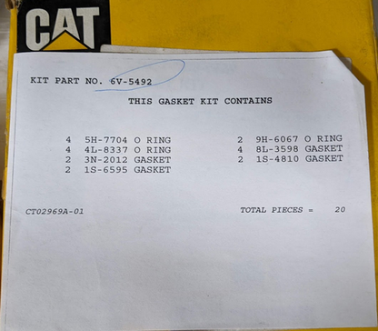 CAT Caterpillar 6V-5492 Genuine Original OEM Turbocharger Installation Kit (6V5492)