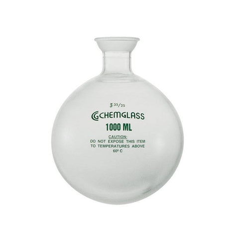 Chemglass CG-1508-P-35 2000mL Heavy Wall Single Neck Round Bottom Flask, with 35/25 Spherical Socket Joint, Glass, Plastic Coated