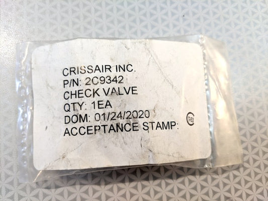 Crissair 2C9342 New Genuine Original Check Valve for P-8A Aircraft
