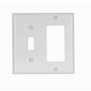 Eaton 2153W-BOX Standard Size 2-Gang Combination Thermoset Decorator Wall Plate, White, Box of 10