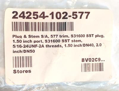 Emerson Fisher Baumann 24254-102-577 New Genuine Original Plug & Stem Valve Assembly for NPS 1.5 and 2 Valves