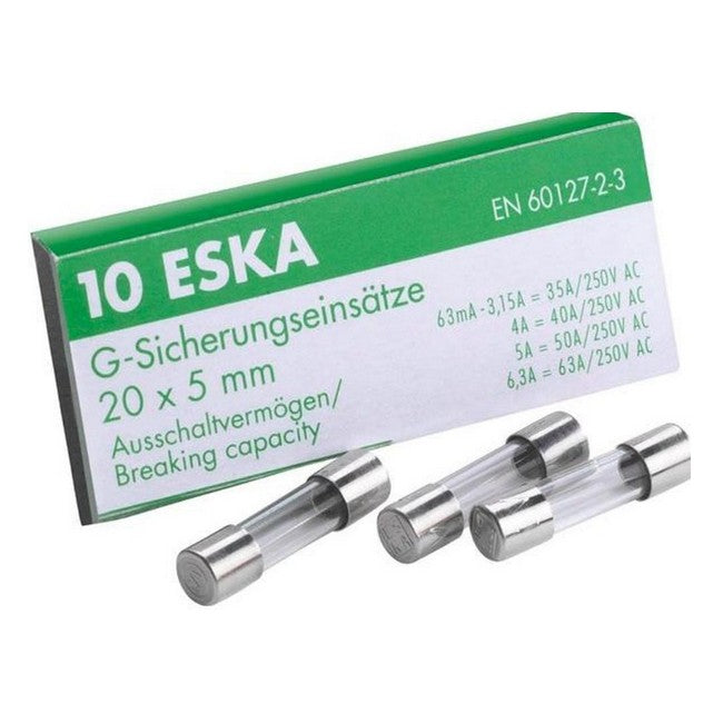 ESKA 522.500, Pack of 10, 5A Slow Blow Glass Fuse 5x20mm