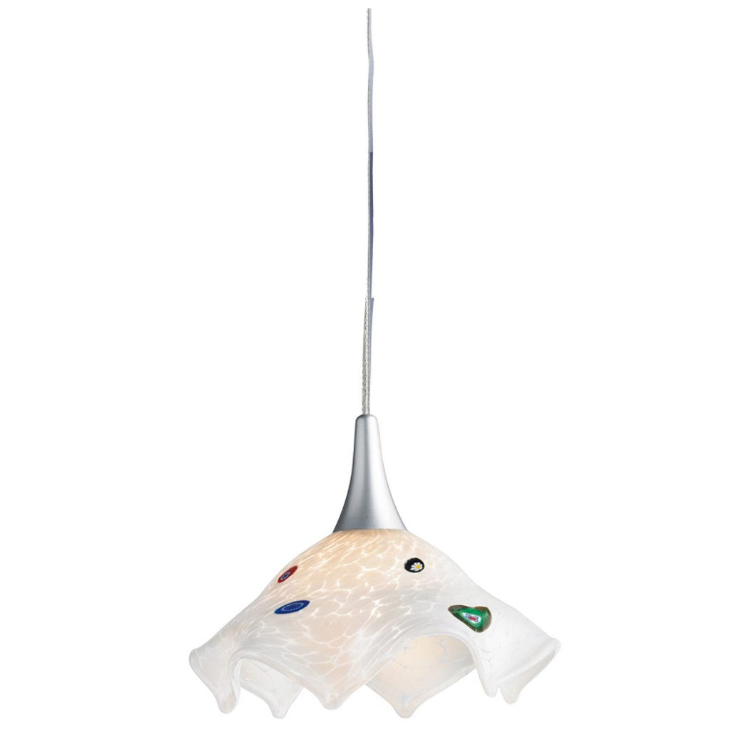 Eurofase PN-1FAZ-2N Fazzoletto Single-Bulb Italian Design Lighting Glass Pendant with Murrini Accents