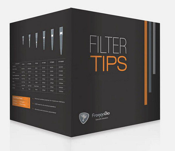 FroggaBio FT20 Filter Tips, 20ul, Sterile, Clear, Racked, 10 Racks, 96 Tips Per Rack, 960 Tips Total
