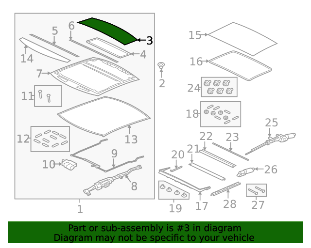 Jaguar C2D30278 New Genuine Original Rear Sunroof Glass Panel for 2010-2019 XJ