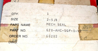 John Crane 670-AHC-SGF-0-42 New Genuine Original Sealol 670 Low Temperature 2 5/8" Metal Bellows Seal