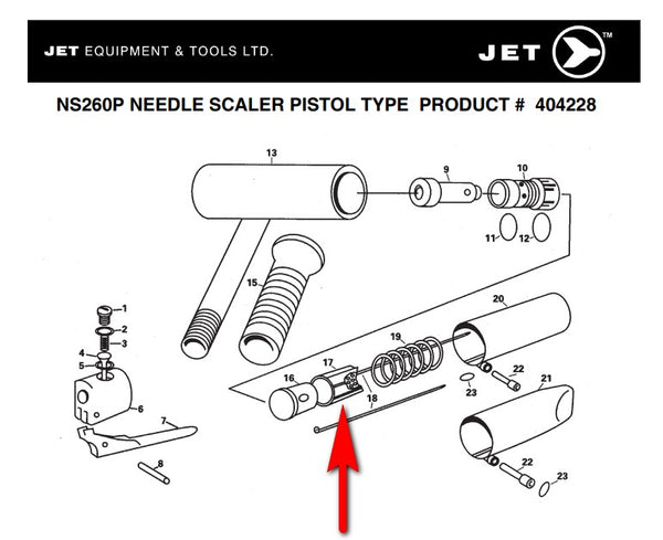 Jet NS260P-17 Needle Holder for NS260P Pistol Grip Type Needle Scaler (NS260P17)