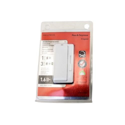 Legrand Pass & Seymour Trademaster HDH163PWCCV6 Decorator Fan Switch with Dimmer