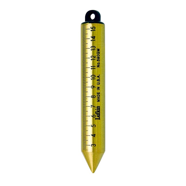 Apex Tool Lufkin® 590GMN Cylindrical Metric Plumb Bob, 1 in Dia x 6-3/4 in L, Solid Brass