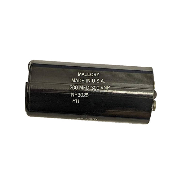 Mallory NP3025 Capacitor 200 MFD 300 VNP Canister Type, Screw Terminals
