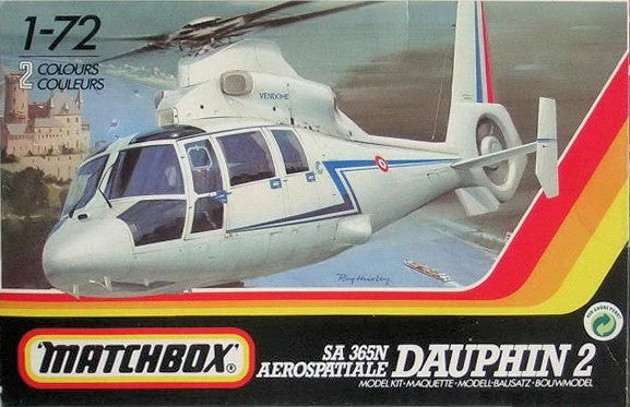 Matchbox SA 365N Aerospatiale Dauphin 2, Model Airplane Kit, 1:72 Scale, Part No. 40038